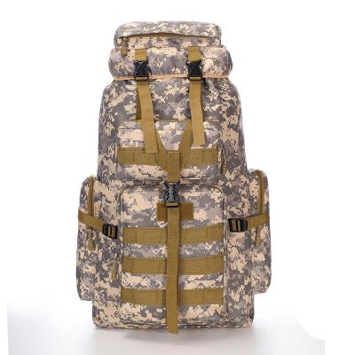 Large Capacity Oxford Cloth Steel Frame 75 L Outdoor Hiking Backpack Mens Sports Camo Tactical Travel Backpack 