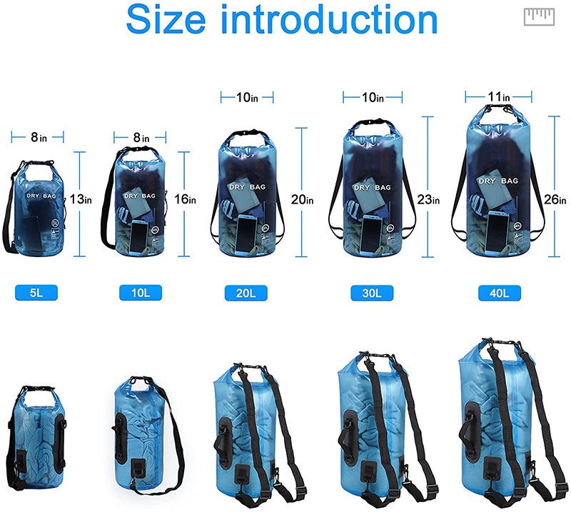 SAVE 2023 Lightweight Dry Bag Backpack, 2L/5L/10L/20L/30L/40L Transparent PVC Dry Bag Waterproof Dry Bags